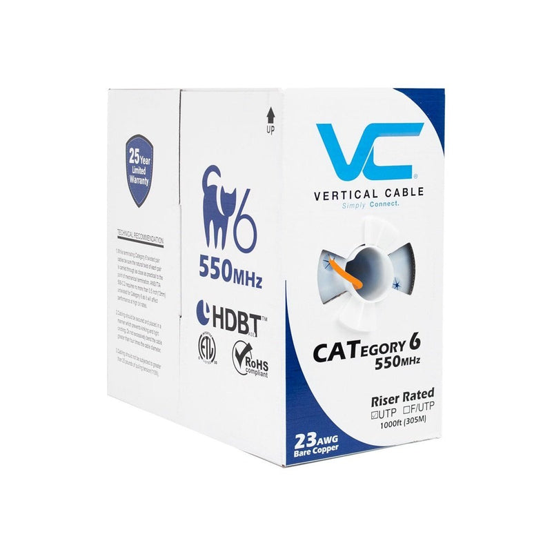 TAA-Compliant Cat 6 Riser Cable, Orange - Bulk Lot 35K' - Vertical Cable 161-105/OR
