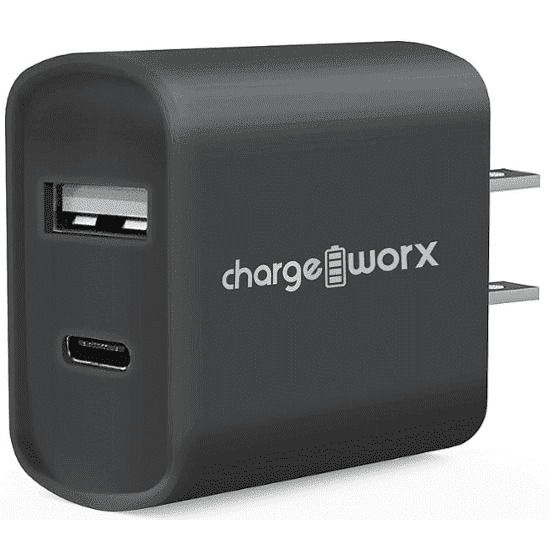 Chargeworx CX2605BK Dual USB and USB-C Wall Charger - Black