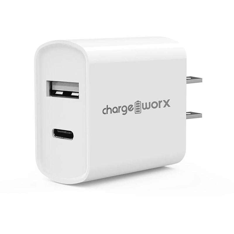 Chargeworx CX2605WH Dual USB-C/USB-A Wall Charger - White