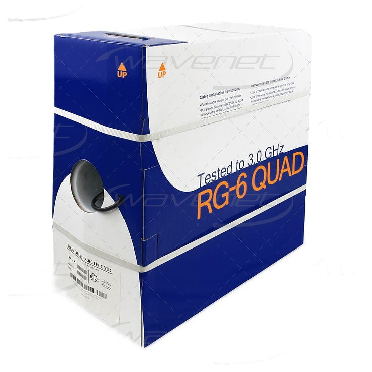 RG-6 Quad Shield CCS 3.0 GHz - White 1000 ft. Box