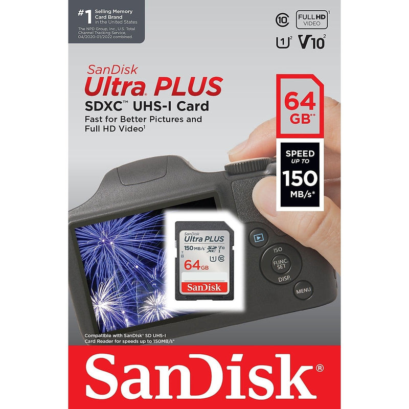 SanDisk Ultra MicroSD SDXC 64GB Memory Card - UHS-I Class 10 with Adapter, High-Speed 100Mb/s, SDSQUNR-064G-GN3MA