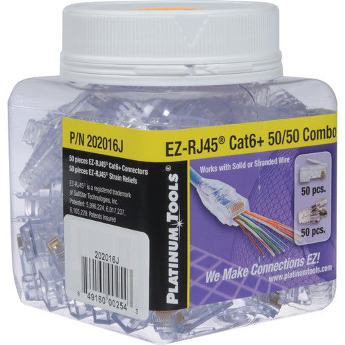EZ-RJ45 Cat 6 Connector and Strain Relief Combo Kit 50-Pieces