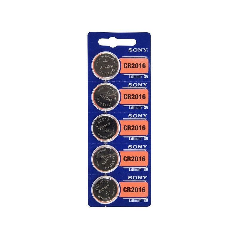 Sony CR2016 90mAh 3V Lithium Coin Cell Batteries - 5-Piece Tear Strip