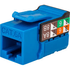CAT6A Data Grade Keystone U-Jack, RJ45 90° 8×8, Blue