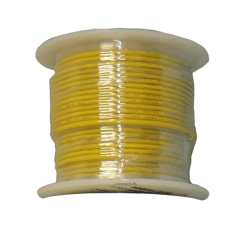 22 AWG Solid Core Copper Wire, Yellow, 100 ft.