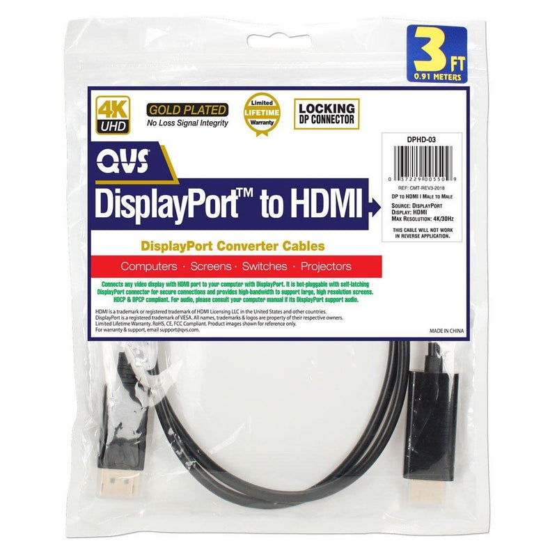DisplayPort to HDMI 4K 3' Black Cable
