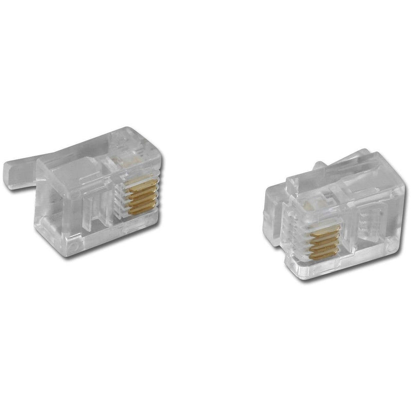 RJ-11 Four Contact Plugs, QTY 100 6P4C For Flat Cable