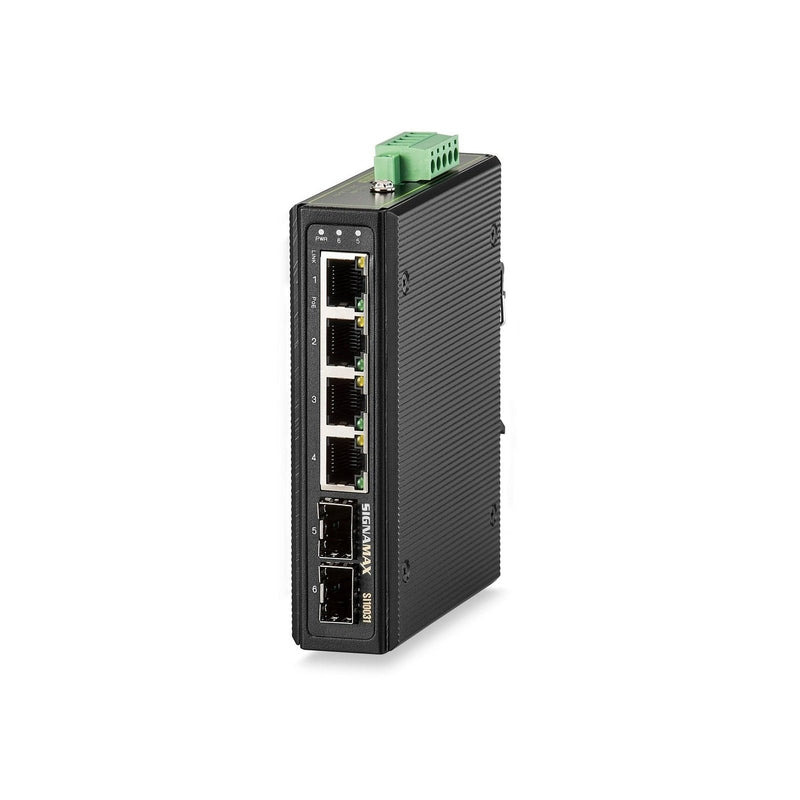 I-100 4 Port Industrial Gigabit PoE+ Switch with 2 SFP Ports - Signamax FO-SI10031