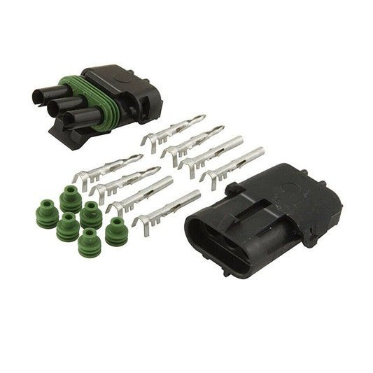 3-pin Weather Pack Sealed Connector Set, Male and Female
