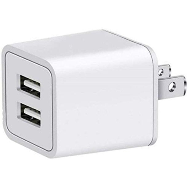 2 port USB-A white wall charger