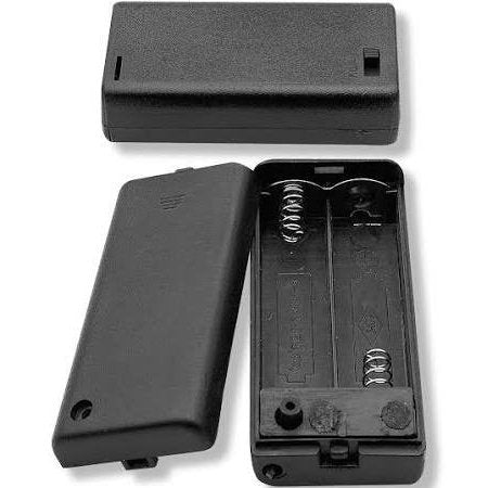 Two 2 AA Cell UM-3 Plastic Battery Holder w/ Cover