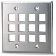 12-Port Double Gang Stainless Steel Faceplate