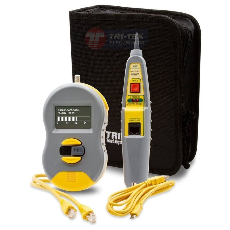 Real World Certifier 2 Cable Category Tester with Probe: Tests and Displays CAT 3,5,5E,6 Cables - Triplett RWC1000K2CS