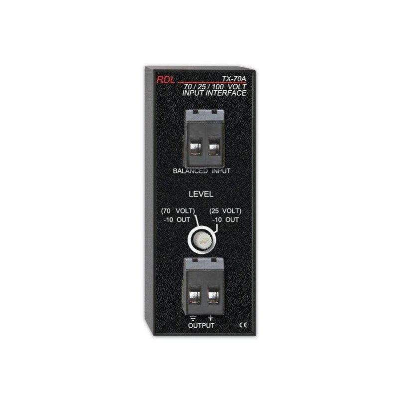 25 V, 70 V, 100 V Speaker Level Input Interface - Unbalanced line output