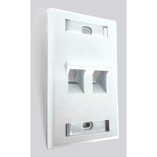 2-Port Angled-Port ID Window Wall plate - white