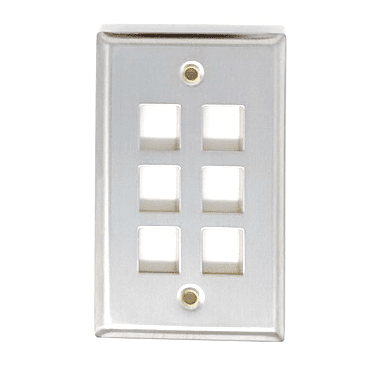 6-Port Single Gang Stainless Steel Wall Plate