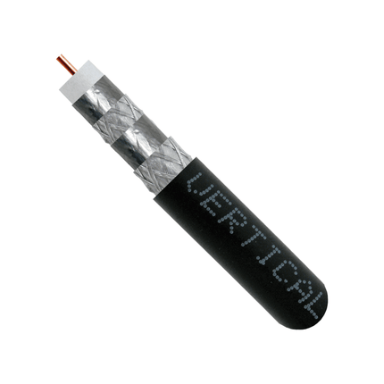 RG6 Quad Shield CCS Coaxial Cable, 3 GHz,18AWG, Black, 500 ft.