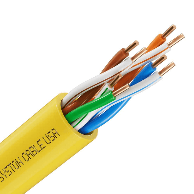 YELLOW Cat 6E 600MHz w/spline 23/4pr UTP CMR/CL2R/FT4 1000ft RhinoPac® Box