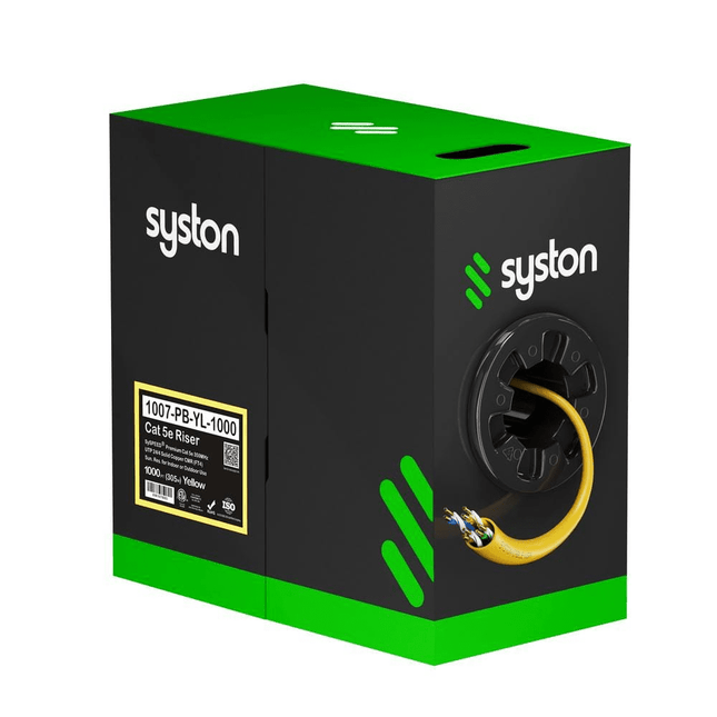 YELLOW Cat 6E 600MHz w/spline 23/4pr UTP CMR/CL2R/FT4 1000ft RhinoPac® Box