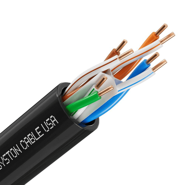 Syston CAT 6E 600MHz UTP Plenum Cable – 1000ft Black