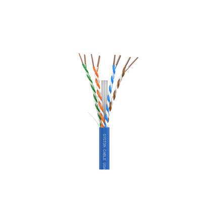 Syston CAT 6E 600MHz UTP Plenum Cable – Blue, 1000 ft