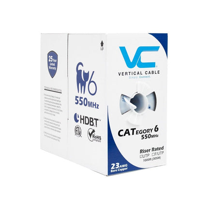 TAA-Compliant White Cat 6 Riser Cable - BULK LOT 35K' - Vertical Cable 161-109/WH