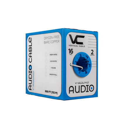 16/2 High-Strand Audio Cable, Unshielded, White — 500 ft Pull Box