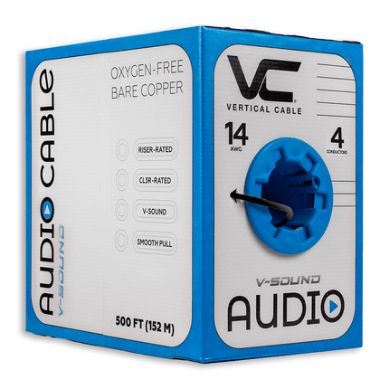 14/4 Stranded OFC Speaker Wire, Black, 500 ft