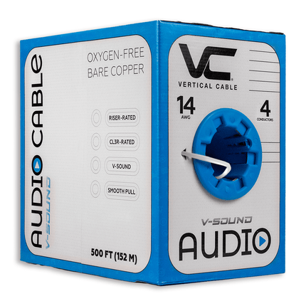 14/4 Stranded OFC Speaker Wire, White, 500 ft