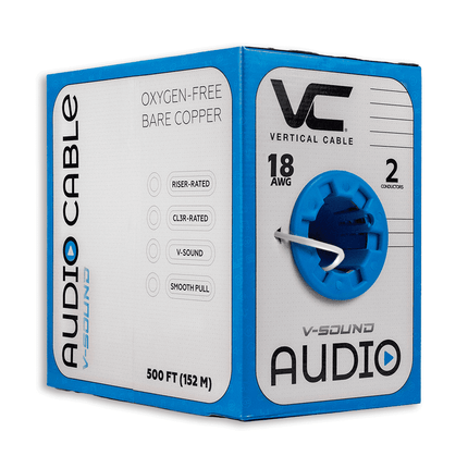 18AWG 2-Conductor Stranded Audio Cable, White, 500 ft Pull Box