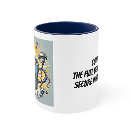 Secure Installation Coffee Mug: Humorous Graphic, Caffeine-Powered Design