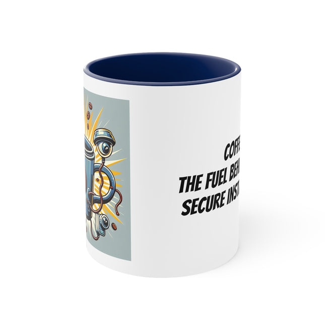 Secure Installation Coffee Mug: Humorous Graphic, Caffeine-Powered Design