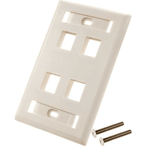 4-Port Keystone Wall Plate with ID Window, White