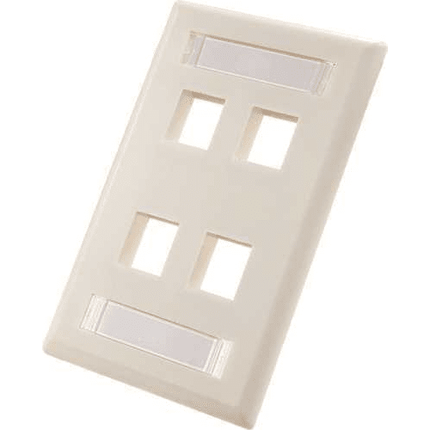 4-Port Keystone Wall Plate with ID Window, White