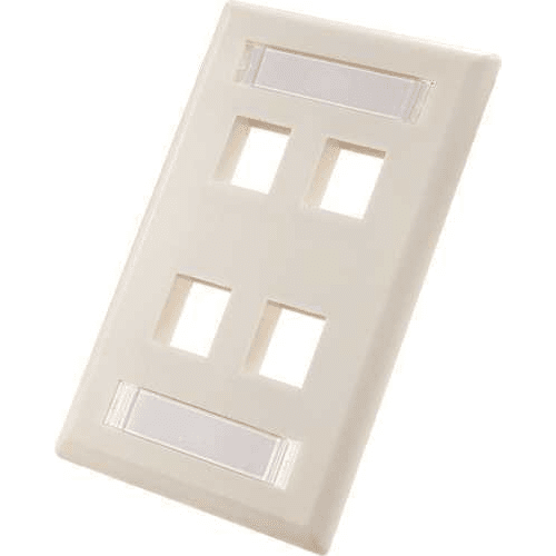 4-Port Keystone Wall Plate with ID Window, White