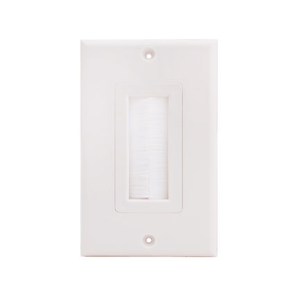 Single Gang Feedthrough Wall Plate – Brush Type, White
