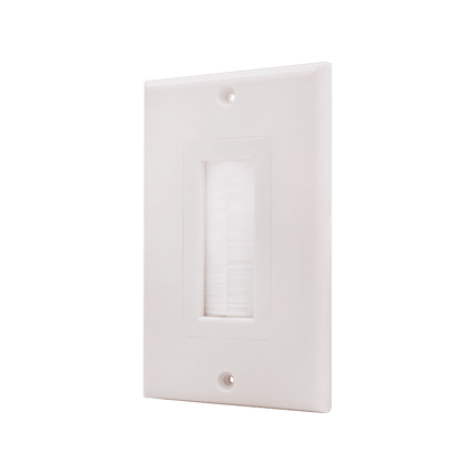 Single Gang Feedthrough Wall Plate – Brush Type, White