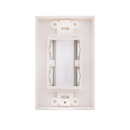 Single Gang Feedthrough Wall Plate – Brush Type, White
