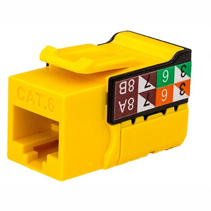 CAT6 Data Keystone U-Jack, RJ45 90° 8×8 Yellow