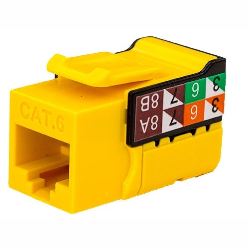 CAT6 Data Keystone U-Jack, RJ45 90° 8×8 Yellow