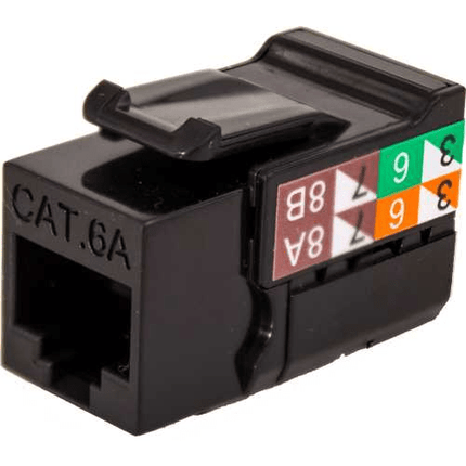 CAT6A Data Keystone U-Jack, RJ45 90° 8×8, Black