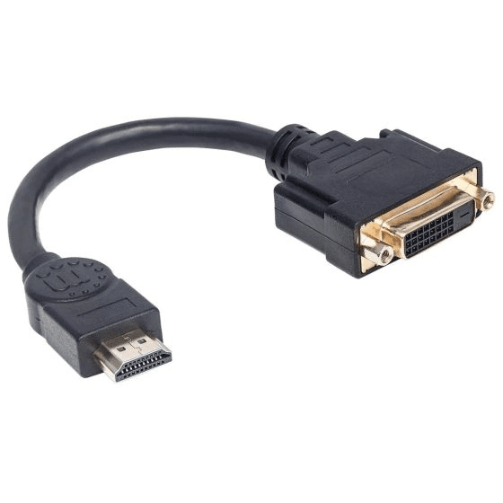 HDMI Male to DVI-D 24+1 Female Dual Link Adapter Cable, 8 in., Black