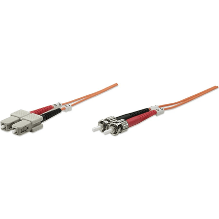 10m ST to SC UPC OM1 MM Fiber Optic Patch Cable, 3.0 mm, Duplex, LSZH, Orange