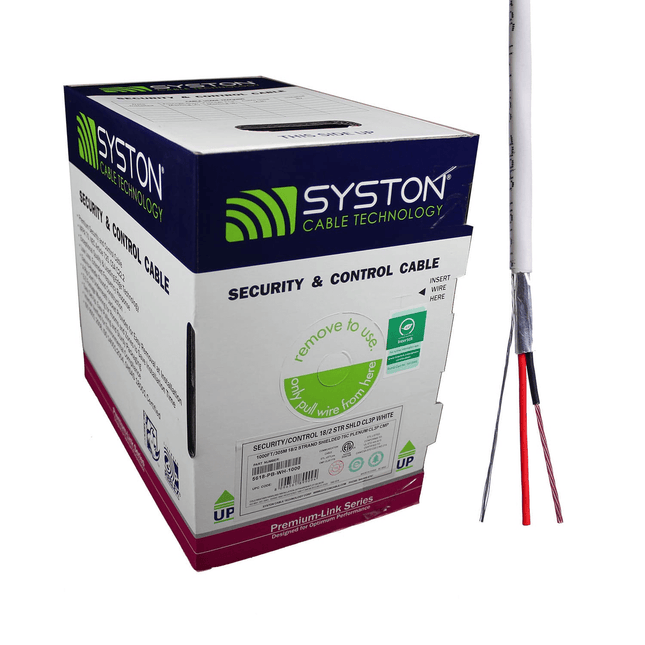 18/2 Stranded Shielded Plenum-Rated Security &amp; Control Cable, White, 1000 ft