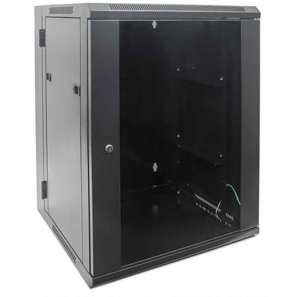 9U Swing-Out Wall Mount Enclosure 21" Depth Locking Glass Door