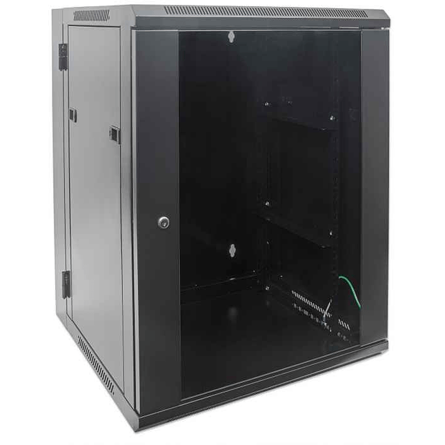 9U Swing-Out Wall Mount Enclosure 21" Depth Locking Glass Door