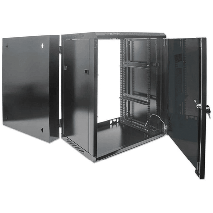 9U Swing-Out Wall Mount Enclosure 21" Depth Locking Glass Door