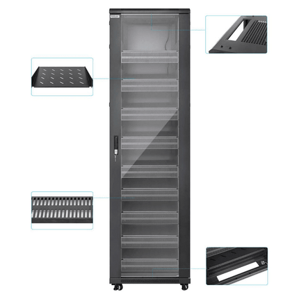 42U Pro Line Network Cabinet with Integrated Fans 9xShelves 9x2U Blanks