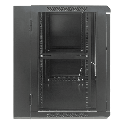 12U Swing-Out Wall Mount Enclosure 16" depth Locking Glass Door