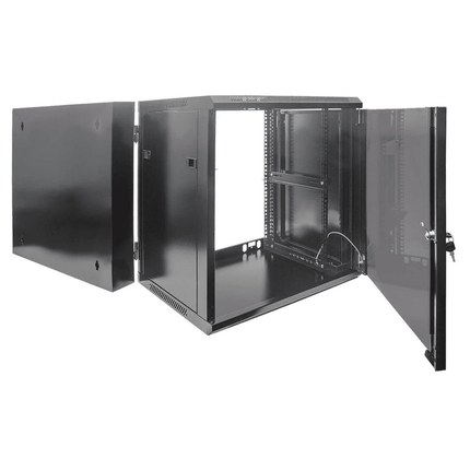 12U Swing-Out Wall Mount Enclosure 16" depth Locking Glass Door
